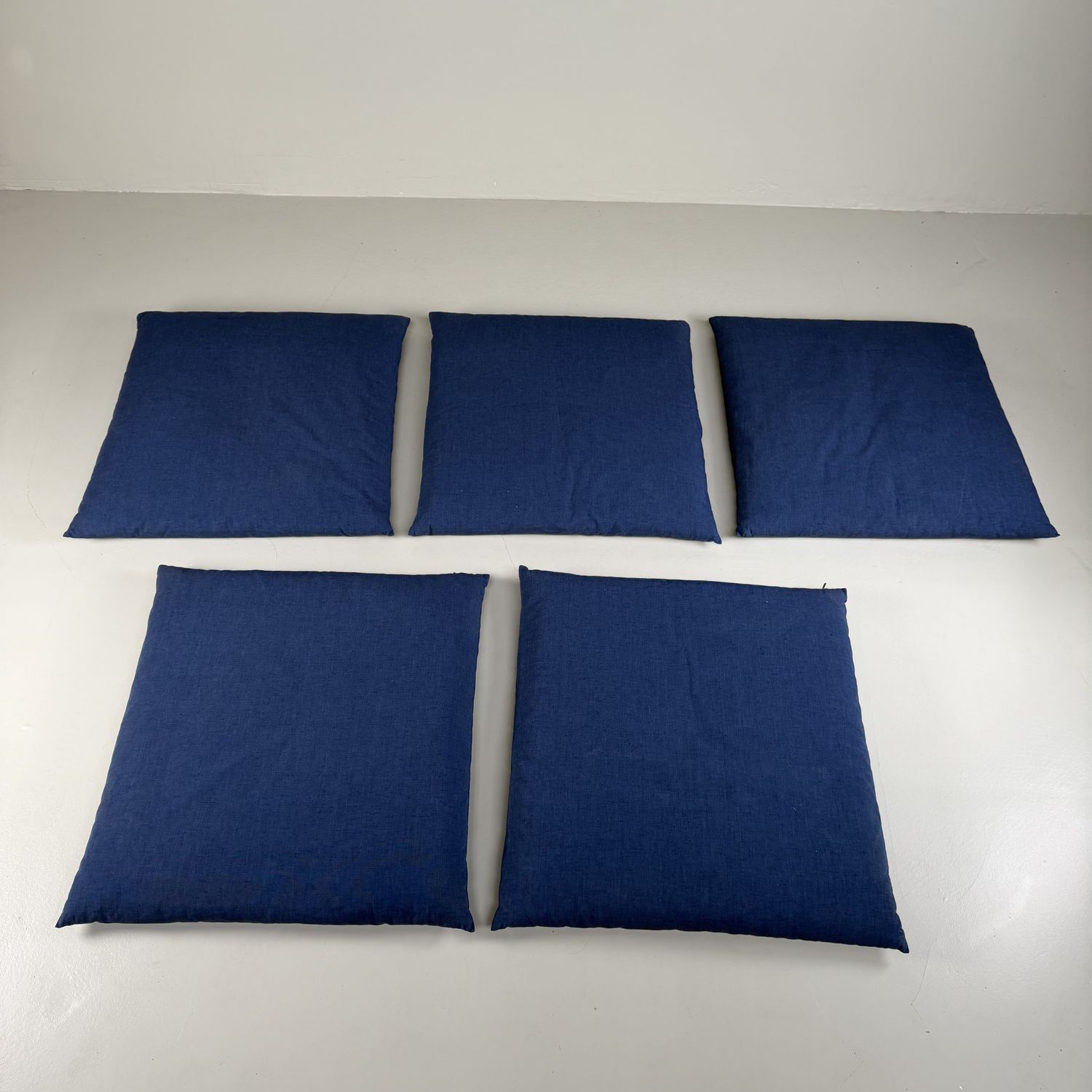 Set of 5 Vintage Zabuton Floor Cushions, Indigo, 1980s