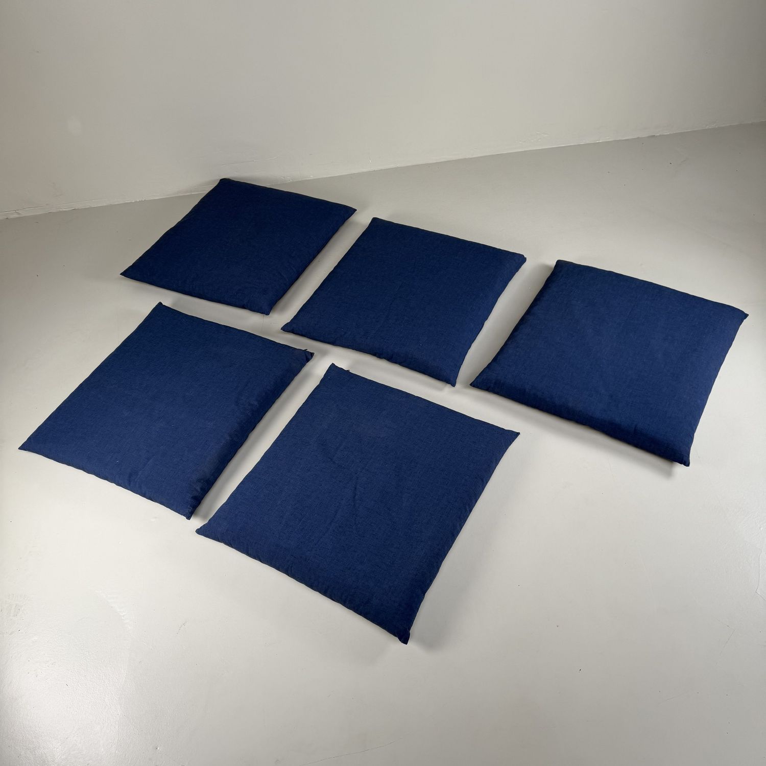 Set of 5 Vintage Zabuton Floor Cushions, Indigo, 1980s