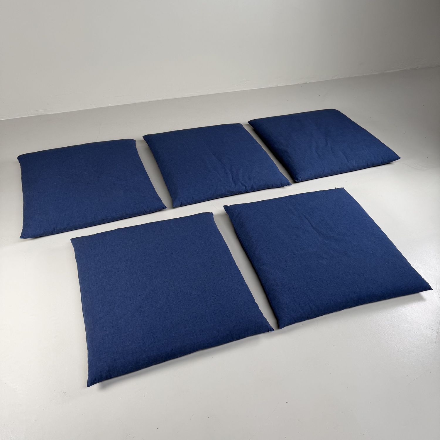 Set of 5 Vintage Zabuton Floor Cushions, Indigo, 1980s
