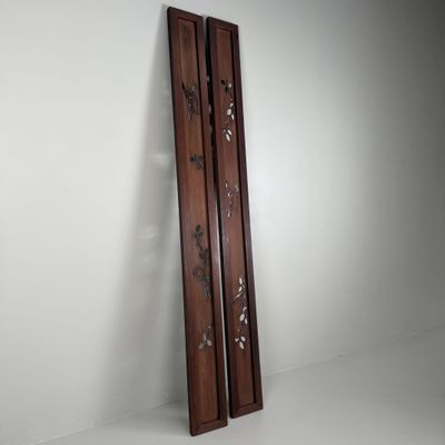 Set Japanse Ranma Panelen met Vogels, Houten Muurdecoratie, 1930s