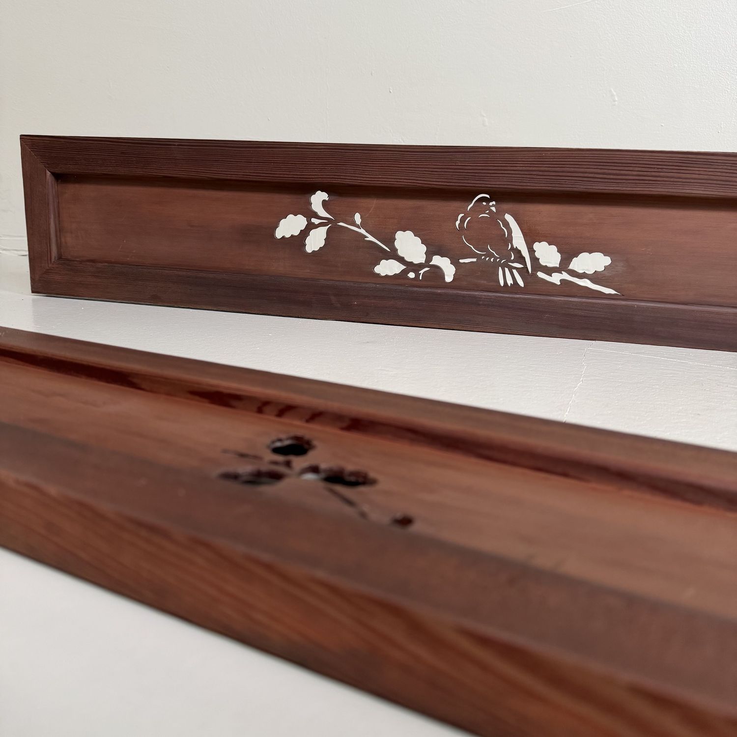 Set of Japanese Ranma Panels with Birds, Wooden Wall Decor, 1930s Set of Japanese Ranma Panels with Birds, Wooden Wall Decor, 1930s