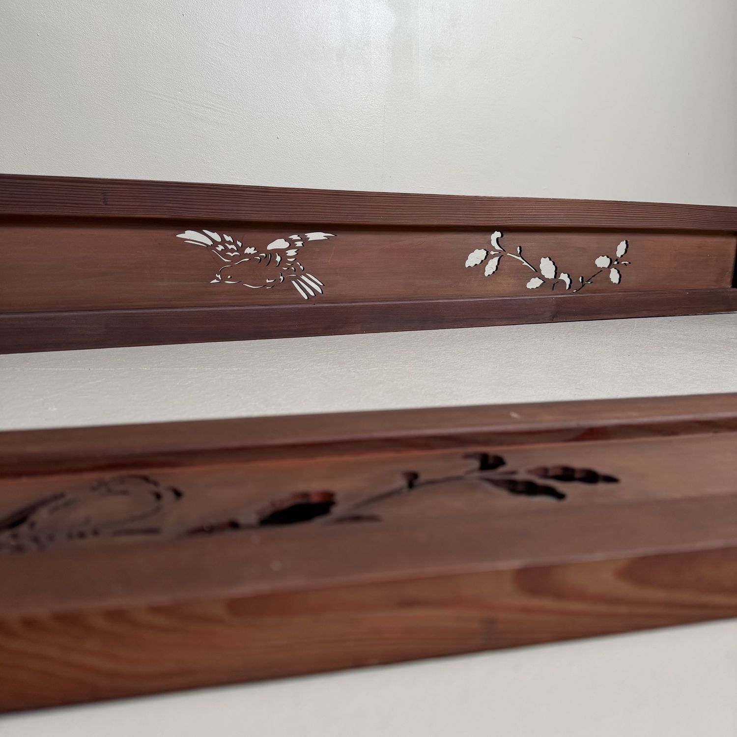Set of Japanese Ranma Panels with Birds, Wooden Wall Decor, 1930s Set of Japanese Ranma Panels with Birds, Wooden Wall Decor, 1930s
