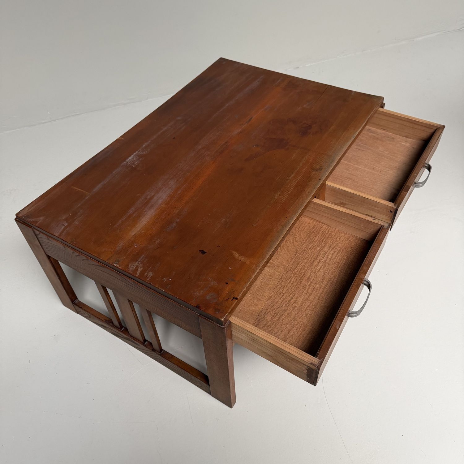Japanese Low Writing Table, Chabudai with Two Drawers, 1920s
