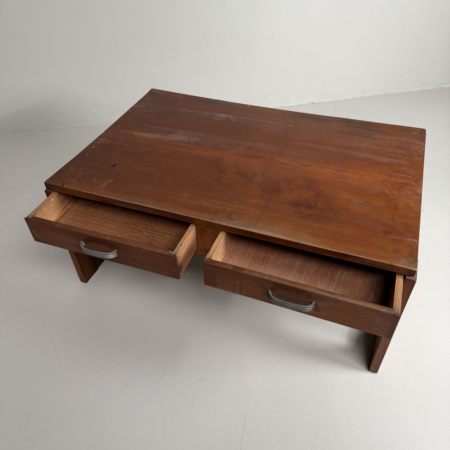 Japanese Low Writing Table, Chabudai with Two Drawers, 1920s