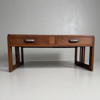 Japanse Lage Schrijftafel, Chabudai met Twee Laden, 1920s Japanse Lage Schrijftafel, Chabudai met Twee Laden, 1920s