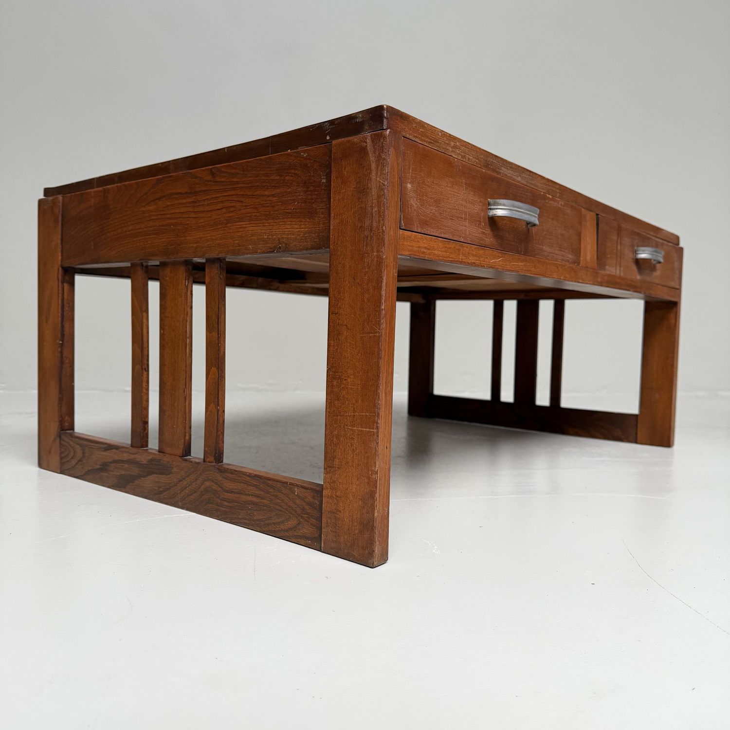 Japanese Low Writing Table, Chabudai with Two Drawers, 1920s
