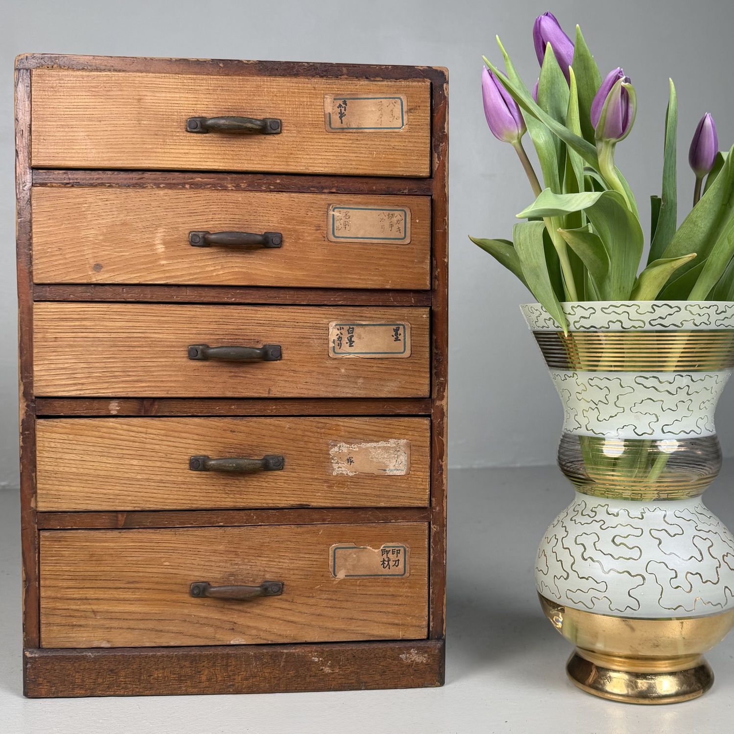Japanse Archiefkast met 5 Lades, 1930s Japanse Archiefkast met 5 Lades, 1930s