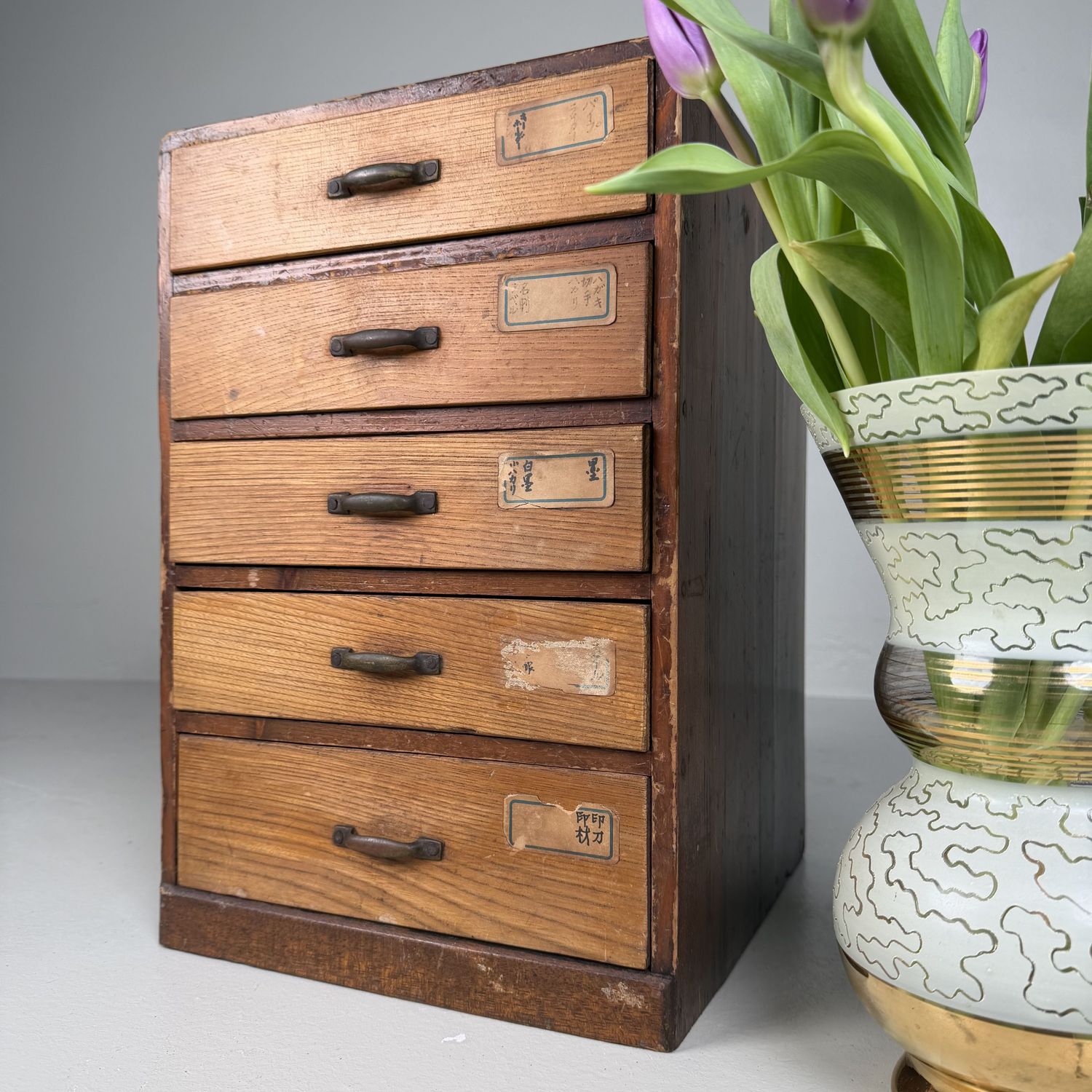 Japanse Archiefkast met 5 Lades, 1930s Japanse Archiefkast met 5 Lades, 1930s