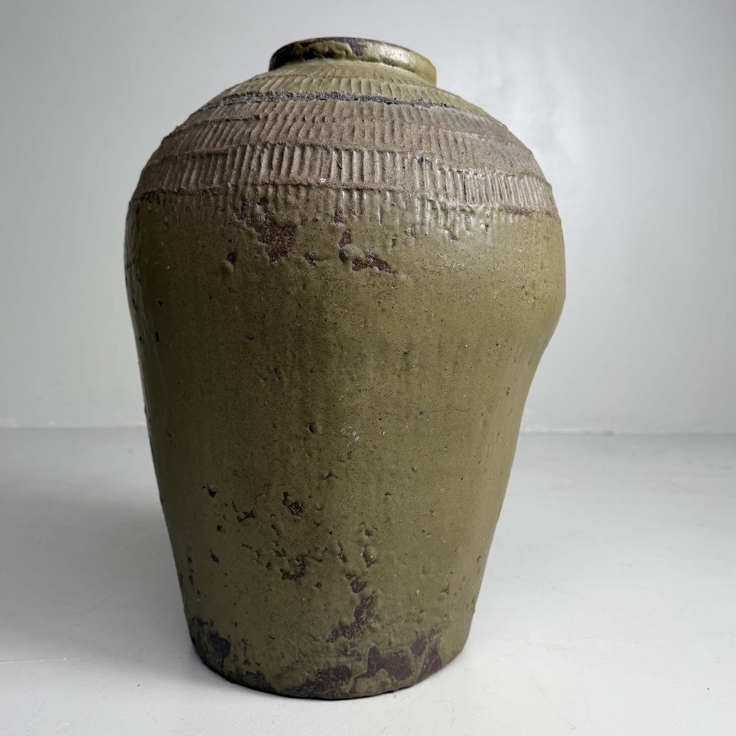 Organic Japanese Tokoname Stoneware Storage Jar, 1900s