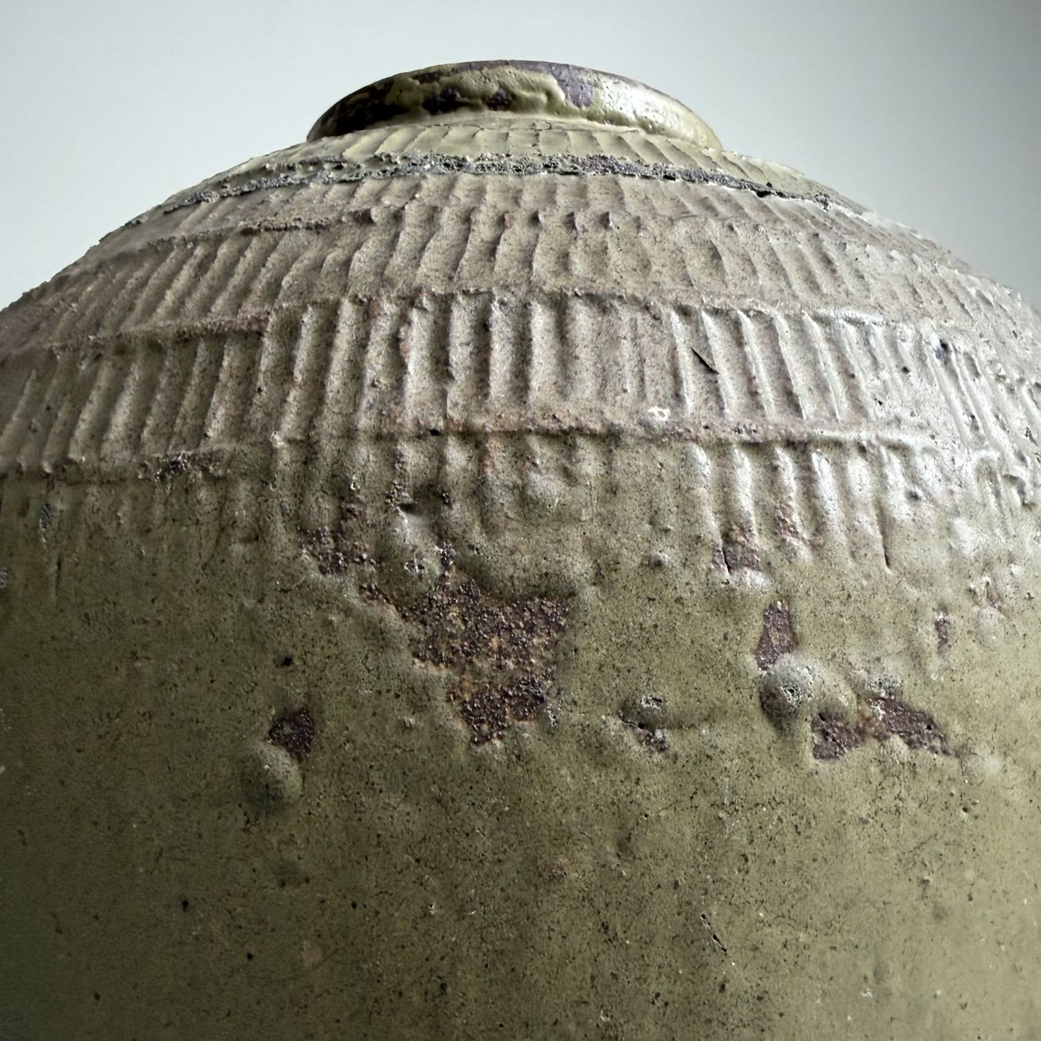 Organic Japanese Tokoname Stoneware Storage Jar, 1900s