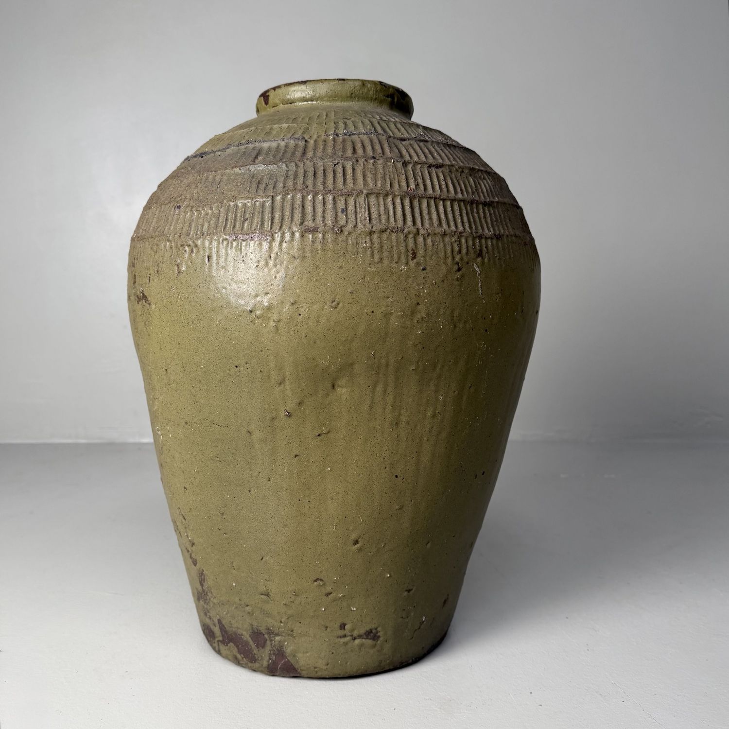 Organic Japanese Tokoname Stoneware Storage Jar, 1900s