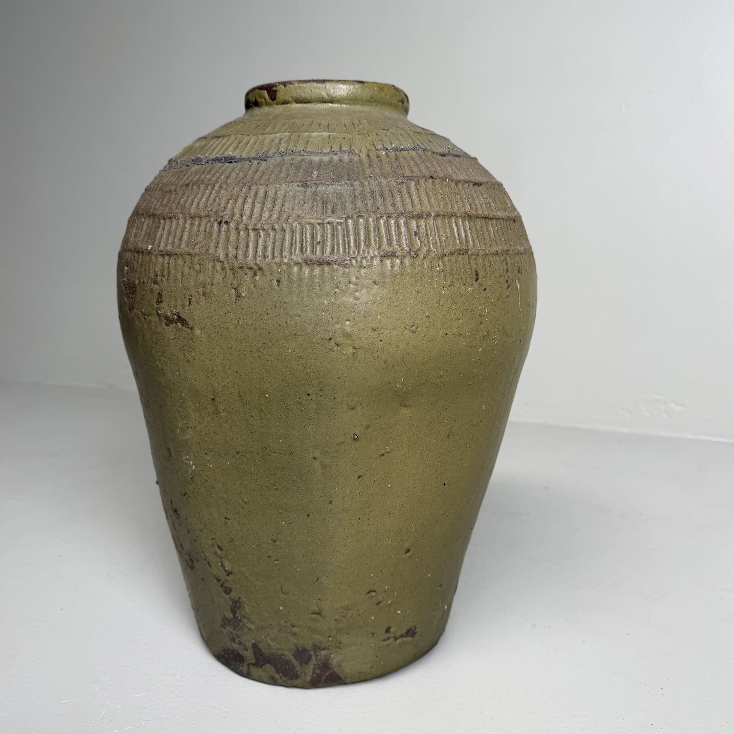 Organic Japanese Tokoname Stoneware Storage Jar, 1900s