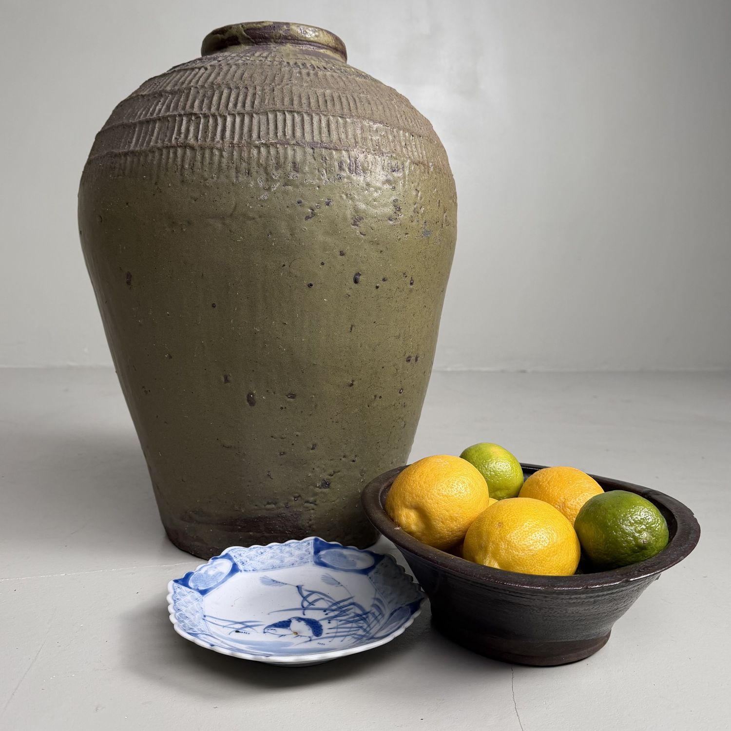 Organic Japanese Tokoname Stoneware Storage Jar, 1900s