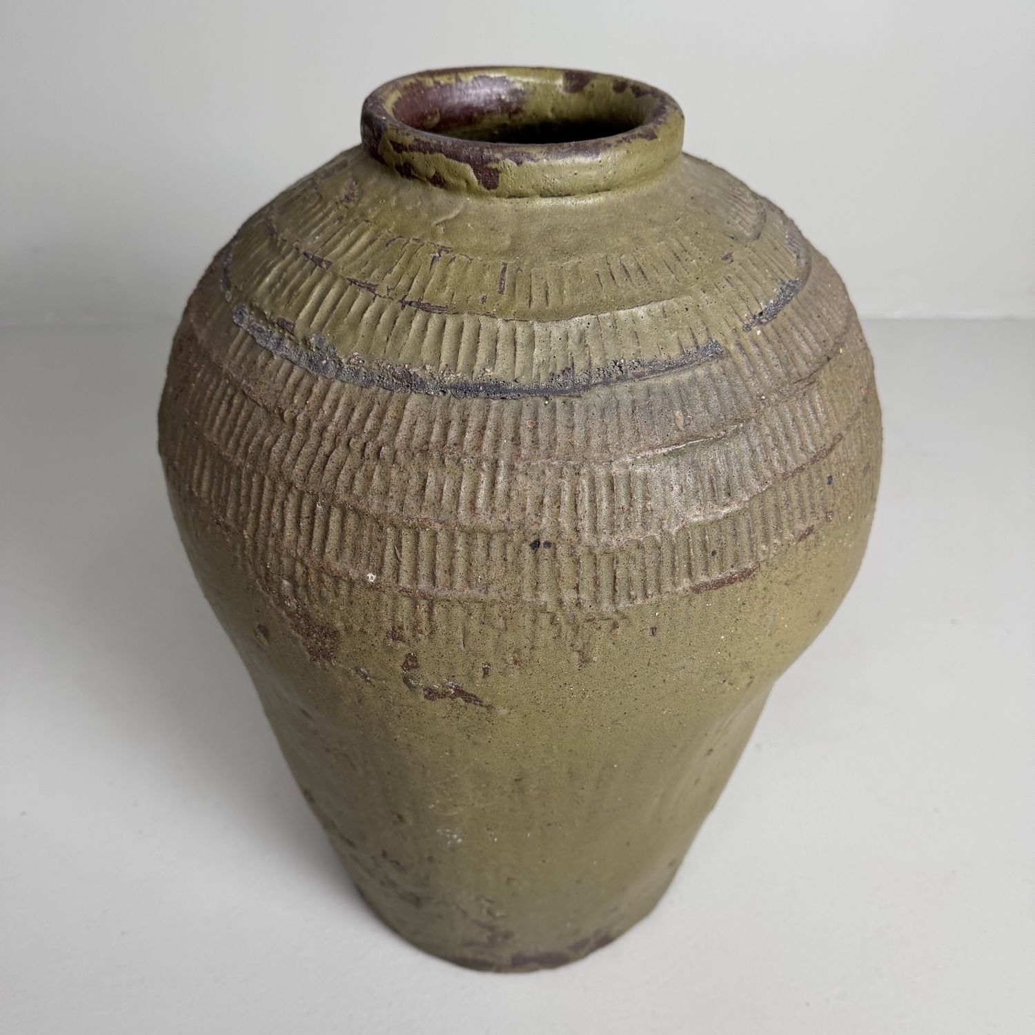 Organic Japanese Tokoname Stoneware Storage Jar, 1900s