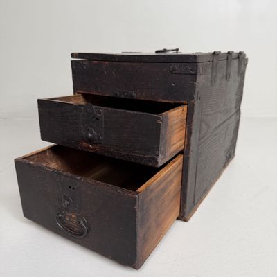 Japanese Bunko Writing Chest, Portable Document Box, 1900s