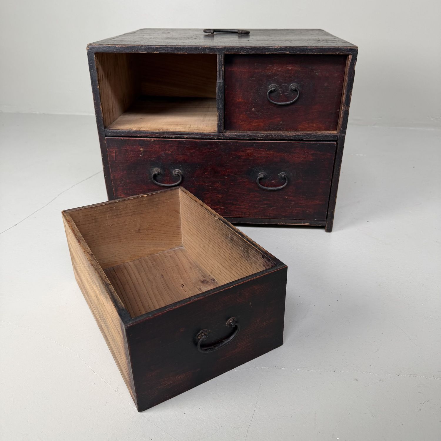 Antique Japanese Bunko Drawer Cabinet with Hidden Compartment, 1900s Antique Japanese Bunko Drawer Cabinet with Hidden Compartment, 1900s