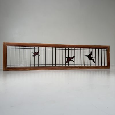 Japanese Ranma Panel with Cranes, Wall decoration, 1930s