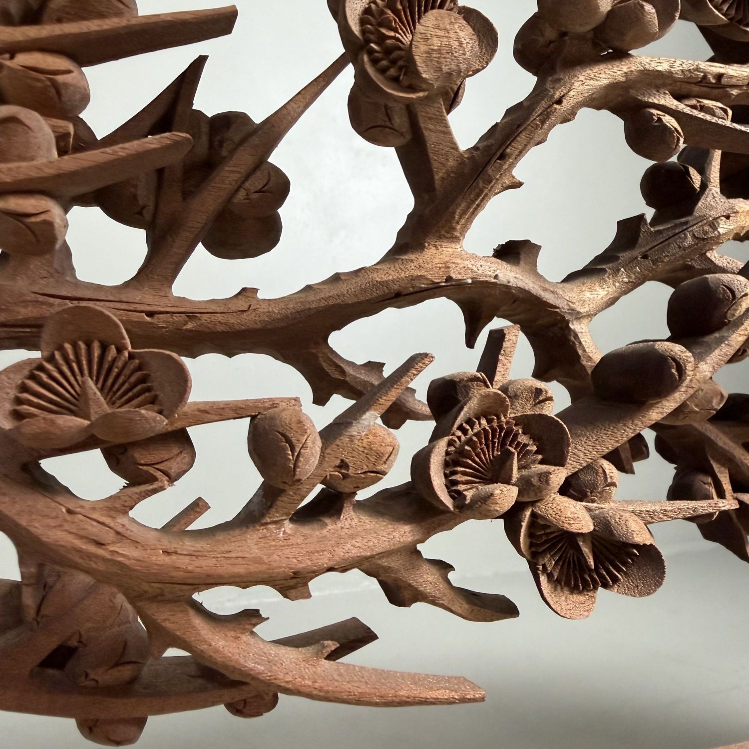 Monumental Japanese Ranma Transom Panel, Sakura, Sculptural Wall Piece, 1960s