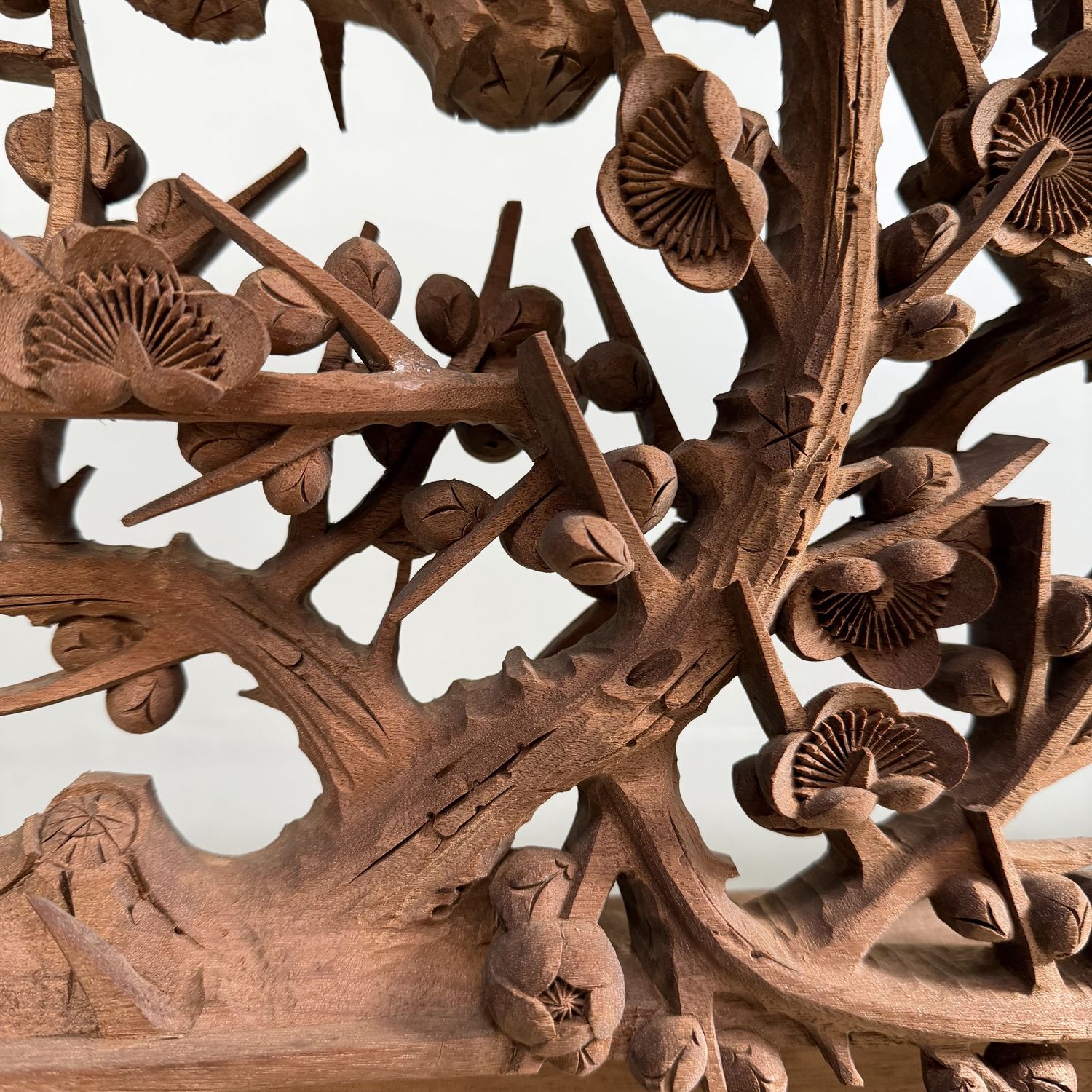Monumental Japanese Ranma Transom Panel, Sakura, Sculptural Wall Piece, 1960s