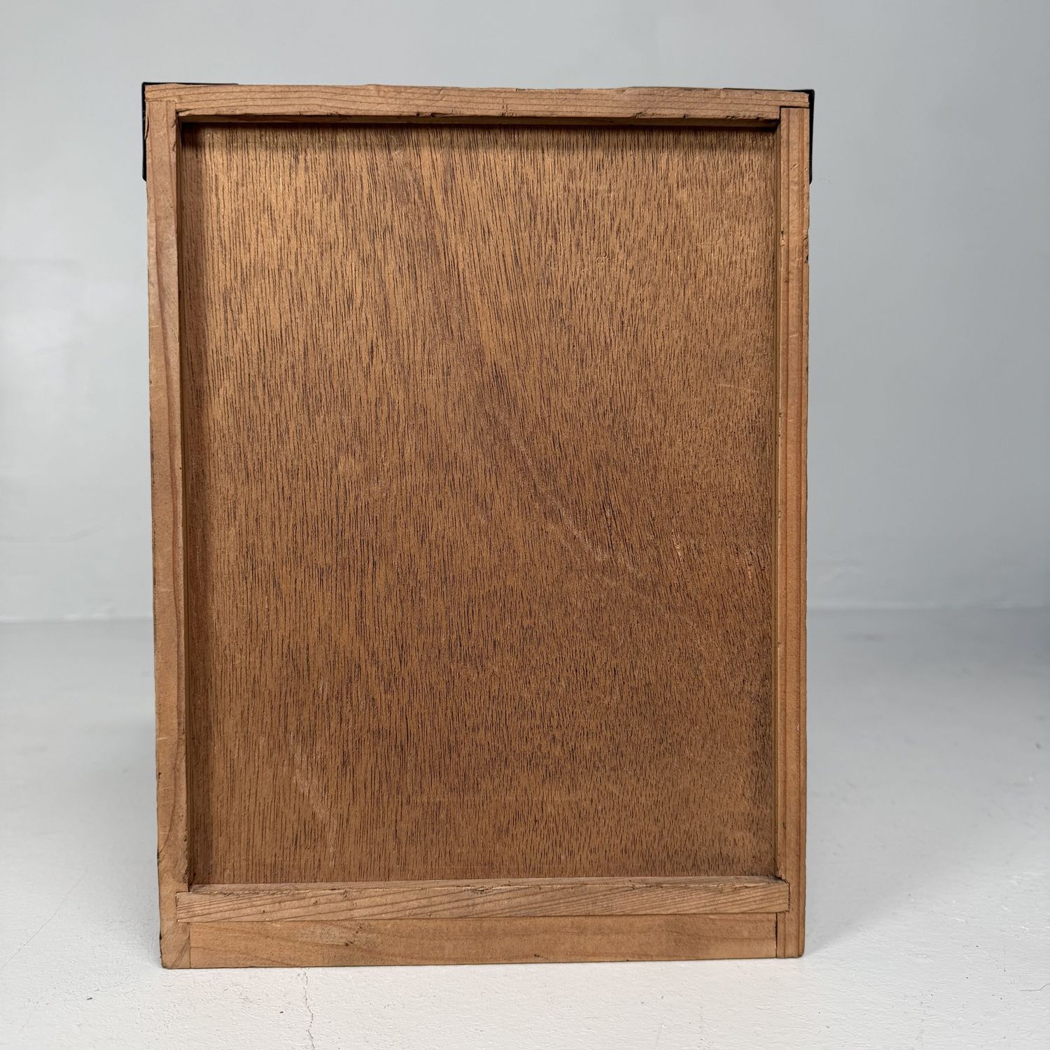 Vintage Japanese Sugi Drawer Cabinet with Floral Decor, 1980s