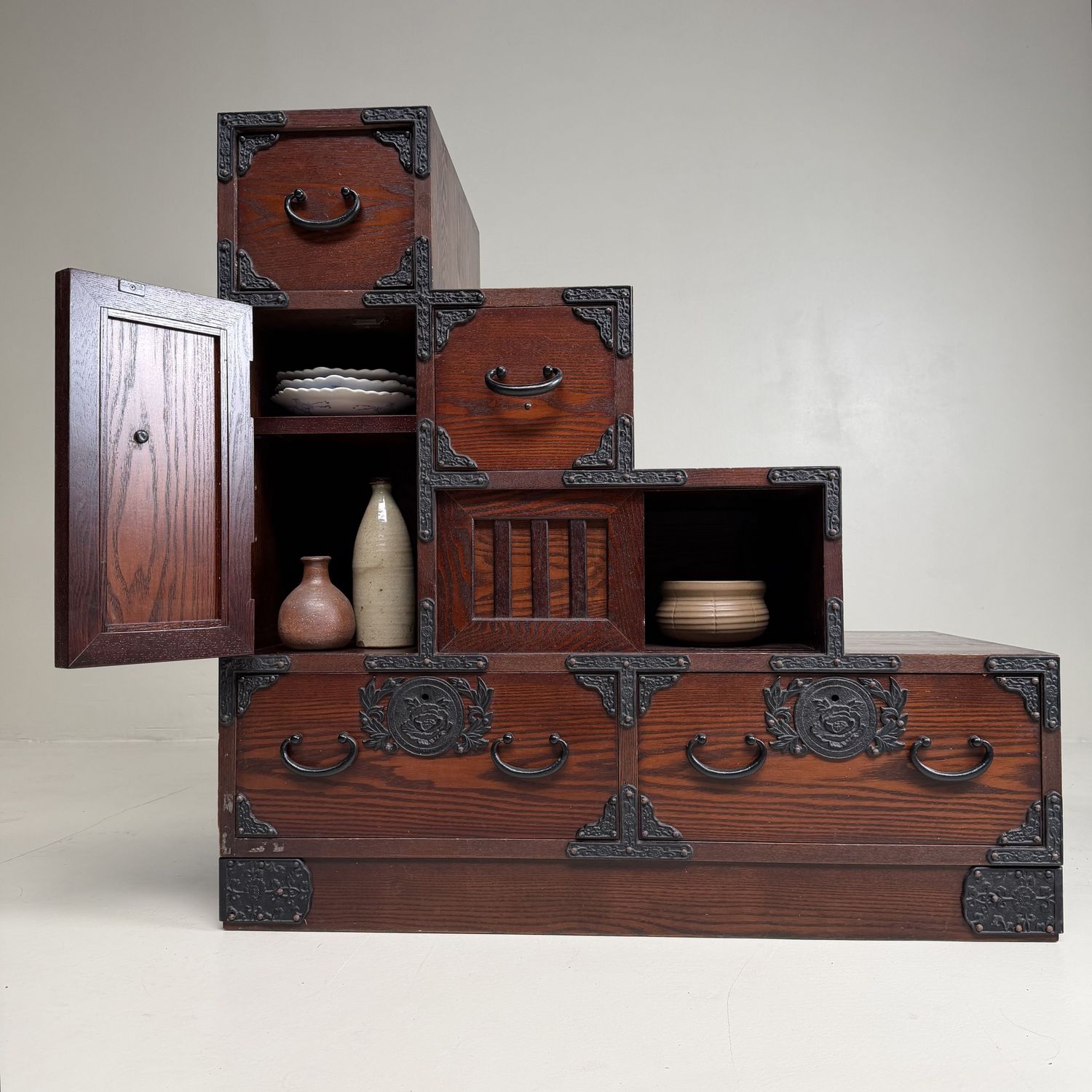 Japanese Kaidan-Dansu Step Chest, Display Storage Cabinet, 1970s