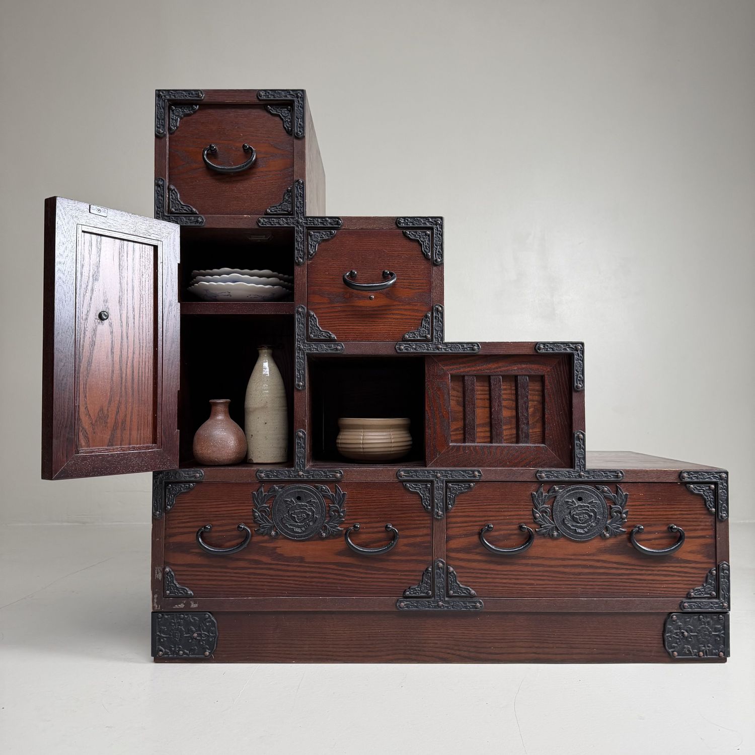 Japanese Kaidan-Dansu Step Chest, Display Storage Cabinet, 1970s