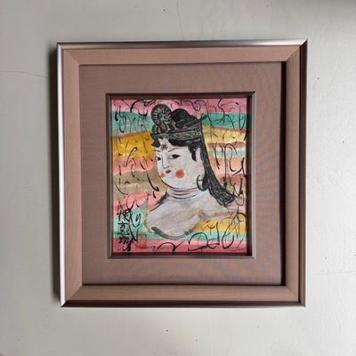 Japanse gemengde techniek op papier, ‘Deugdzame Vrouw’ (善女人棚), naar Munakata Shikō, 1950s