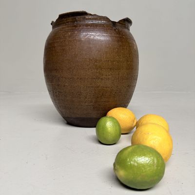 Japanese Glazed Earthenware Jar, Echizen-yaki, 1900s