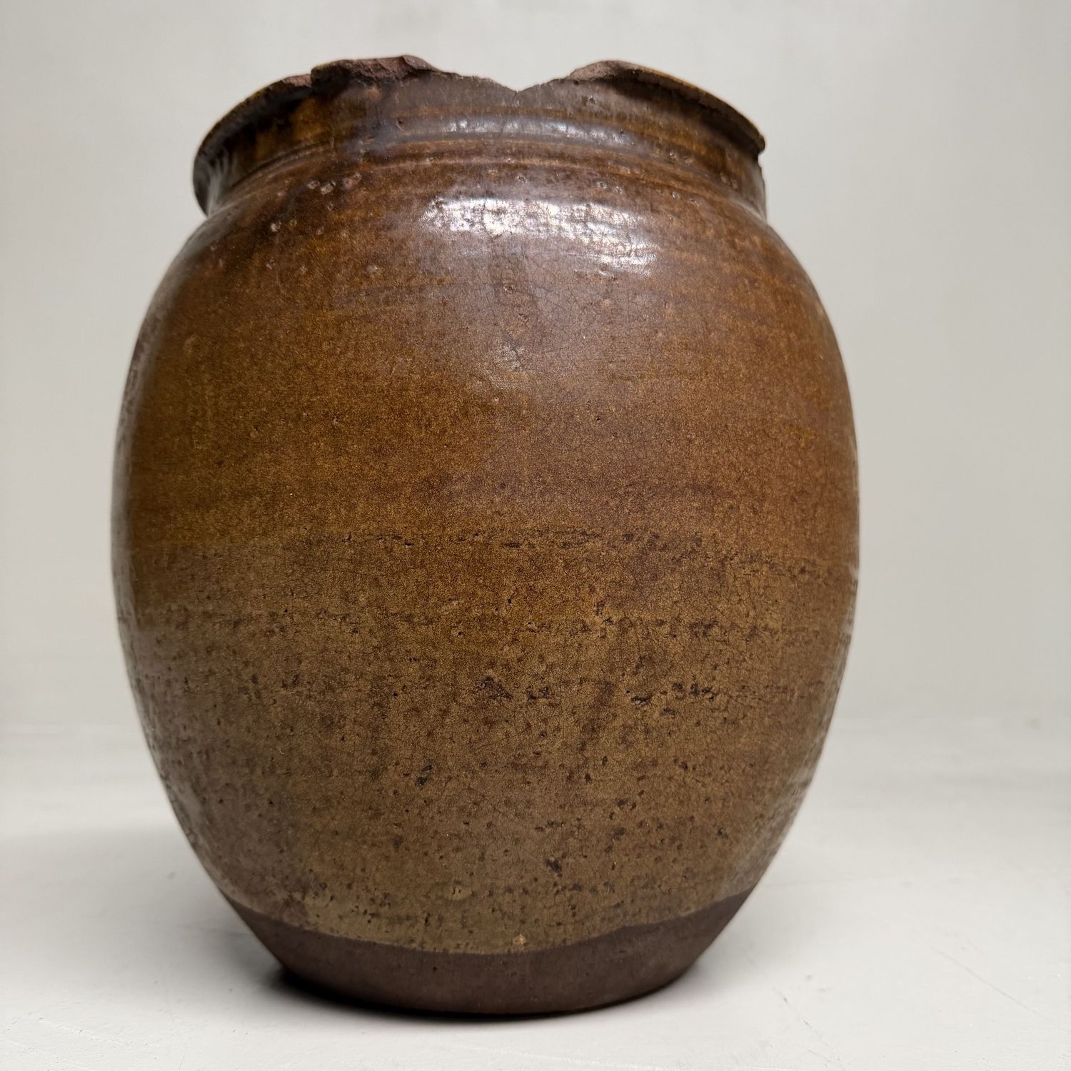 Japanese Glazed Earthenware Jar, Echizen-yaki, 1900s
