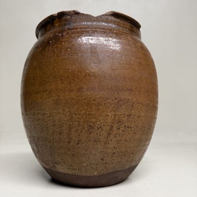 Japanese Glazed Earthenware Jar, Echizen-yaki, 1900s