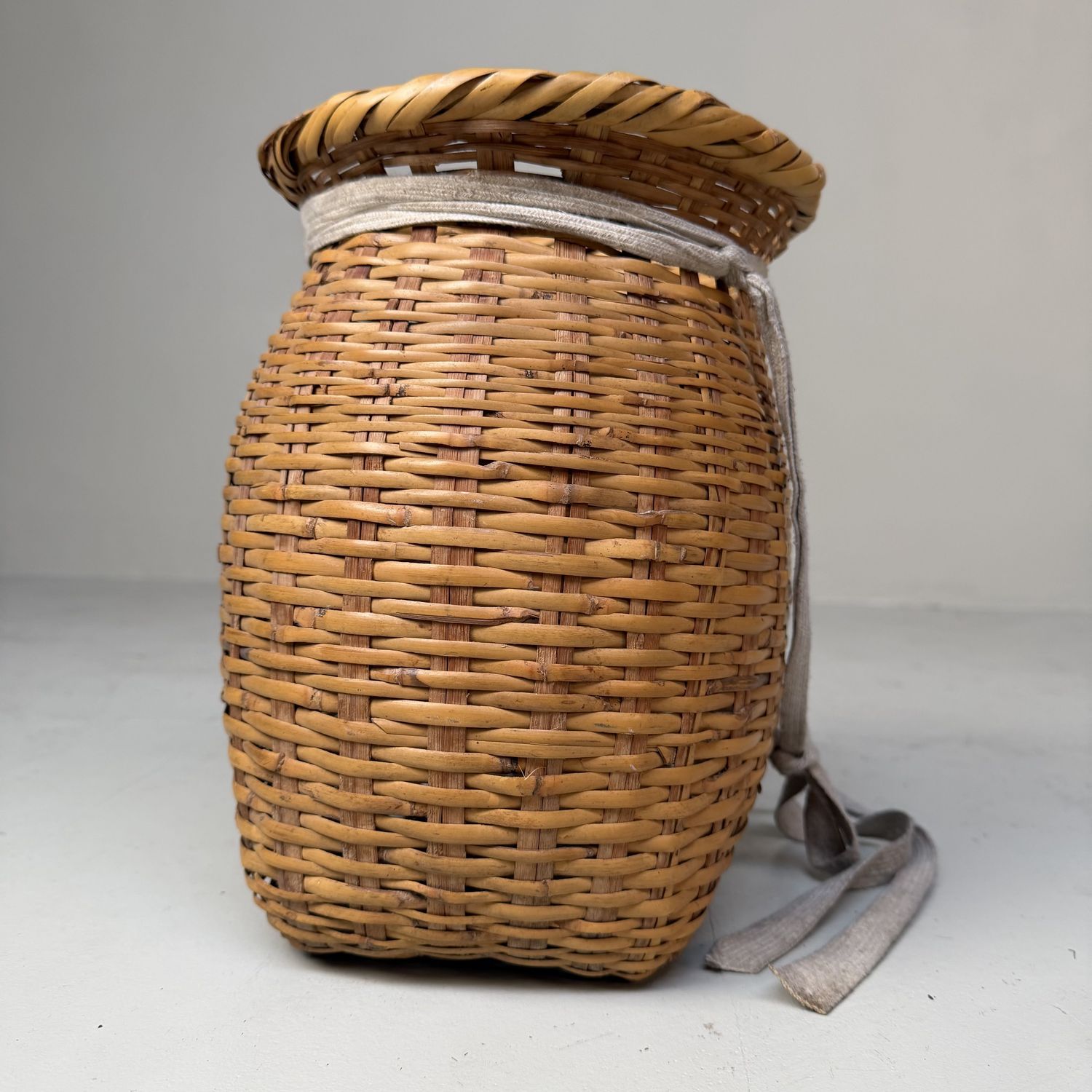 Japanese Handwoven Bamboo Basket – 1960s