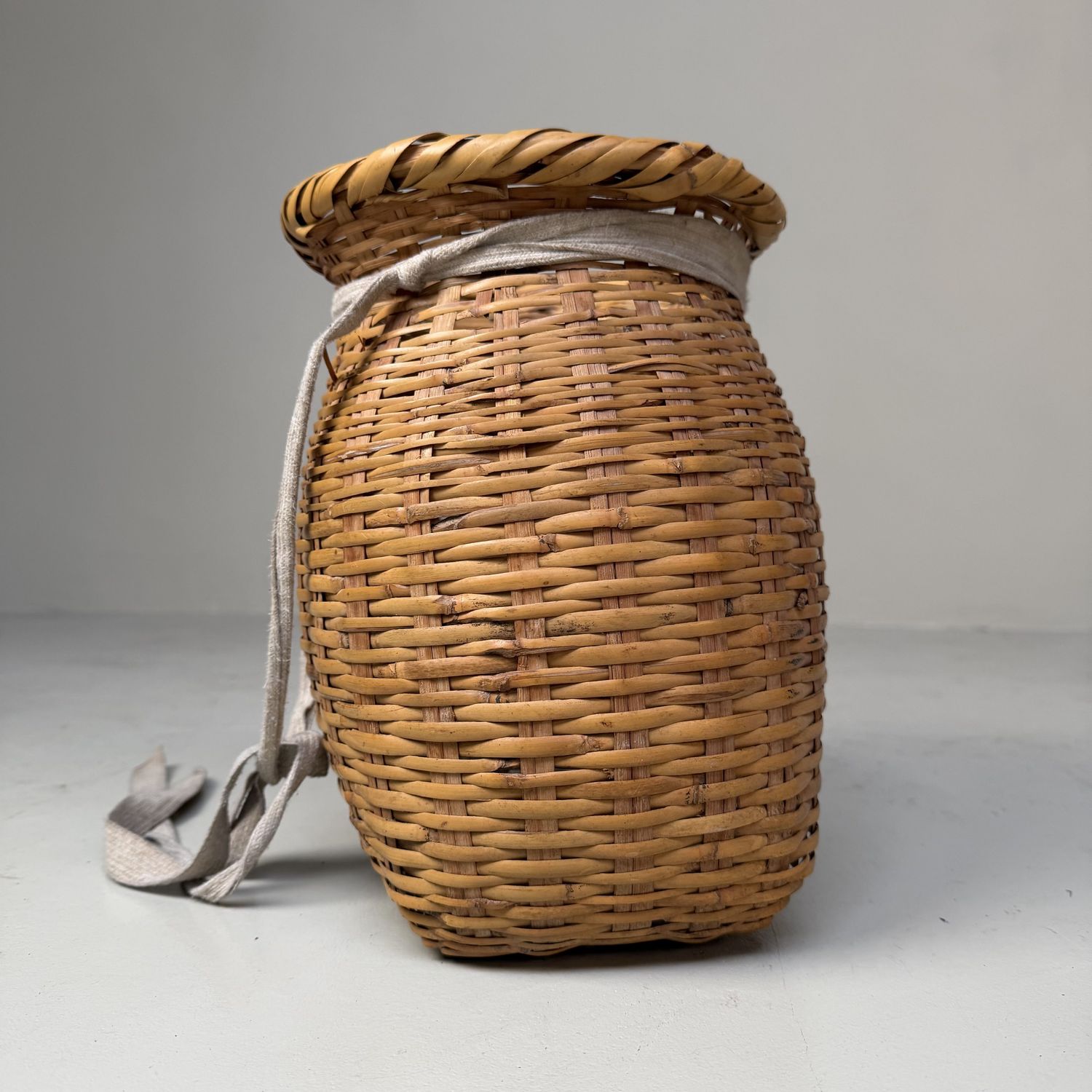 Japanese Handwoven Bamboo Basket – 1960s
