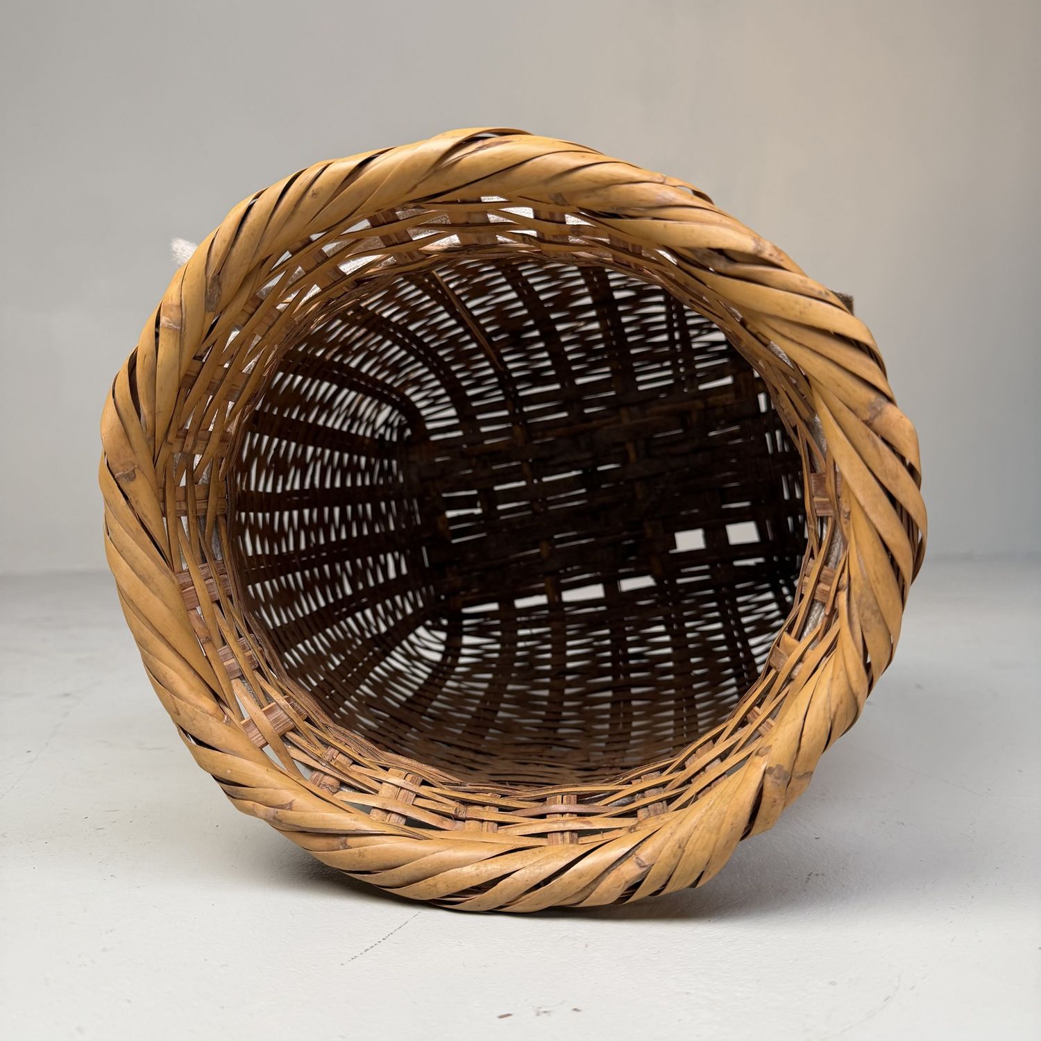 Japanese Handwoven Bamboo Basket – 1960s