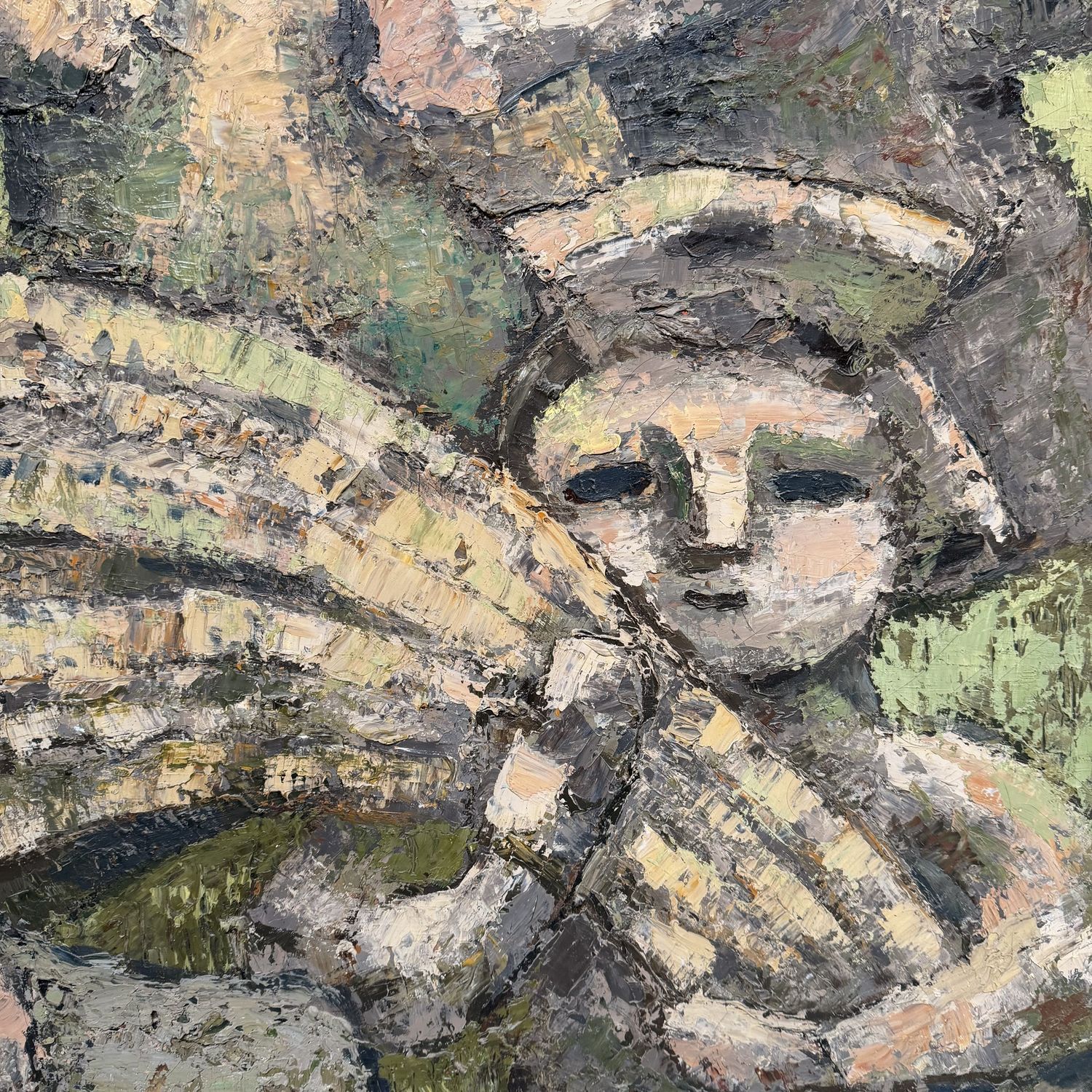 Japans Olieverfschilderij, ‘Vier Gezichten’, Takahashi Yoshikazu, 1983