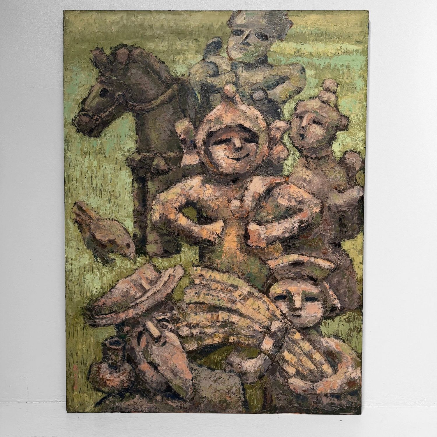 Japans Olieverfschilderij, ‘Vier Gezichten’, Takahashi Yoshikazu, 1983