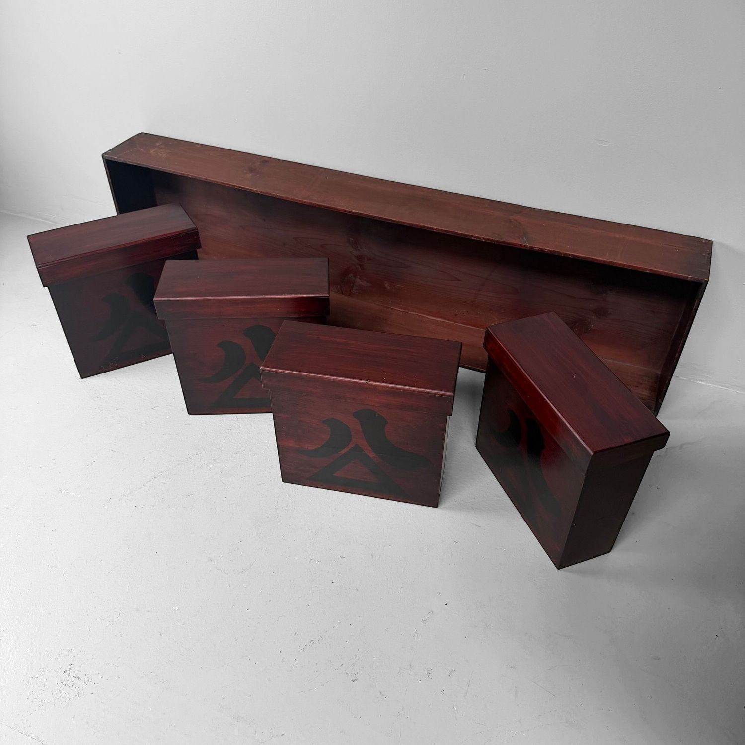 Set van 4 Japanse Chochin-bako Lampionkisten in Wandrek, 1860–1880