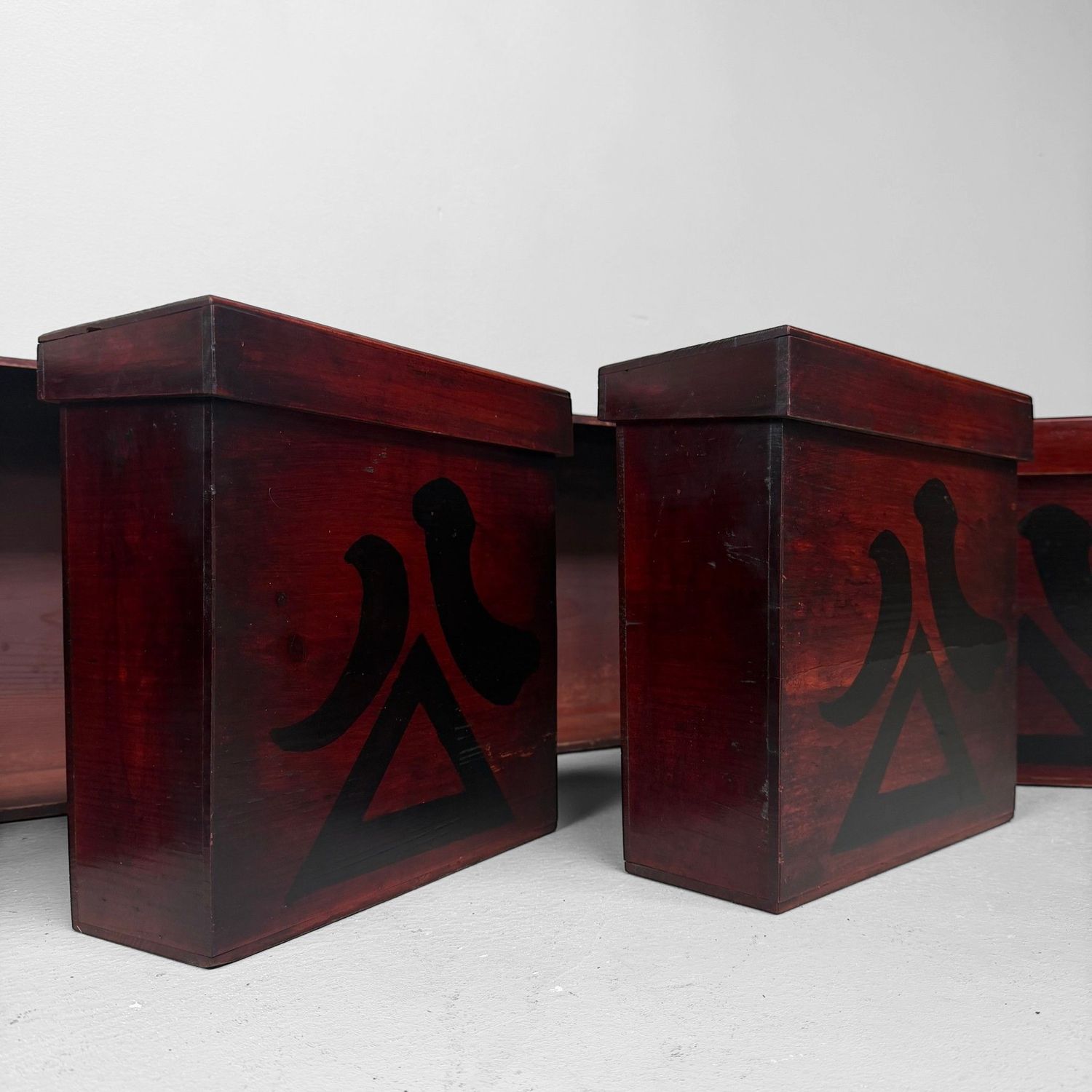 Set van 4 Japanse Chochin-bako Lampionkisten in Wandrek, 1860–1880