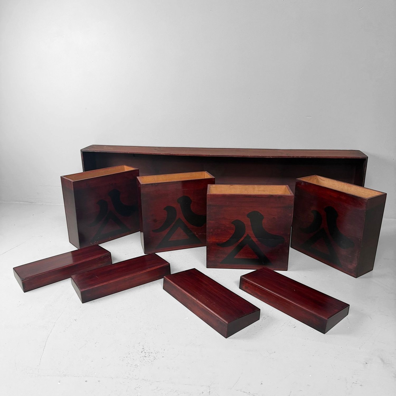 Set van 4 Japanse Chochin-bako Lampionkisten in Wandrek, 1860–1880
