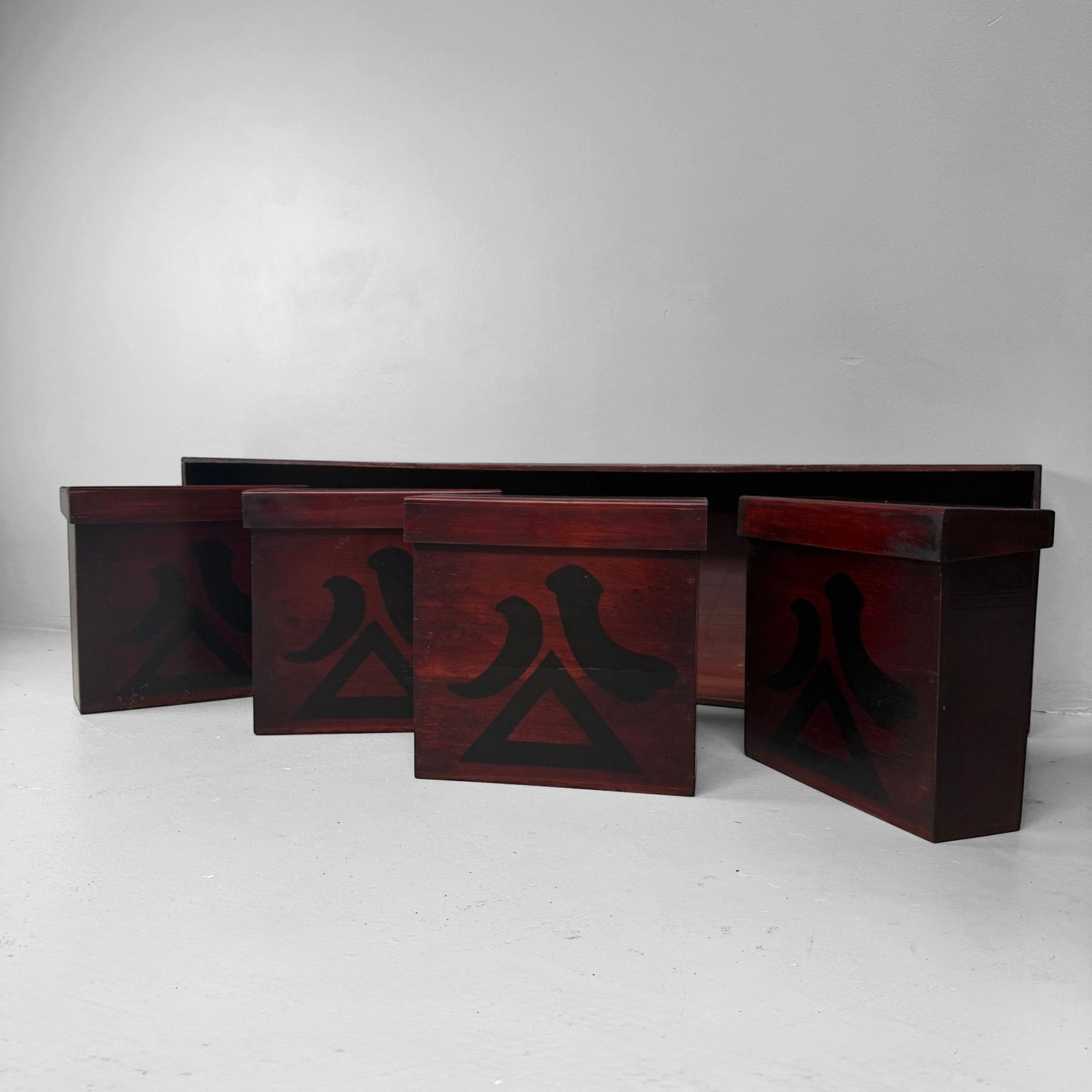 Set van 4 Japanse Chochin-bako Lampionkisten in Wandrek, 1860–1880