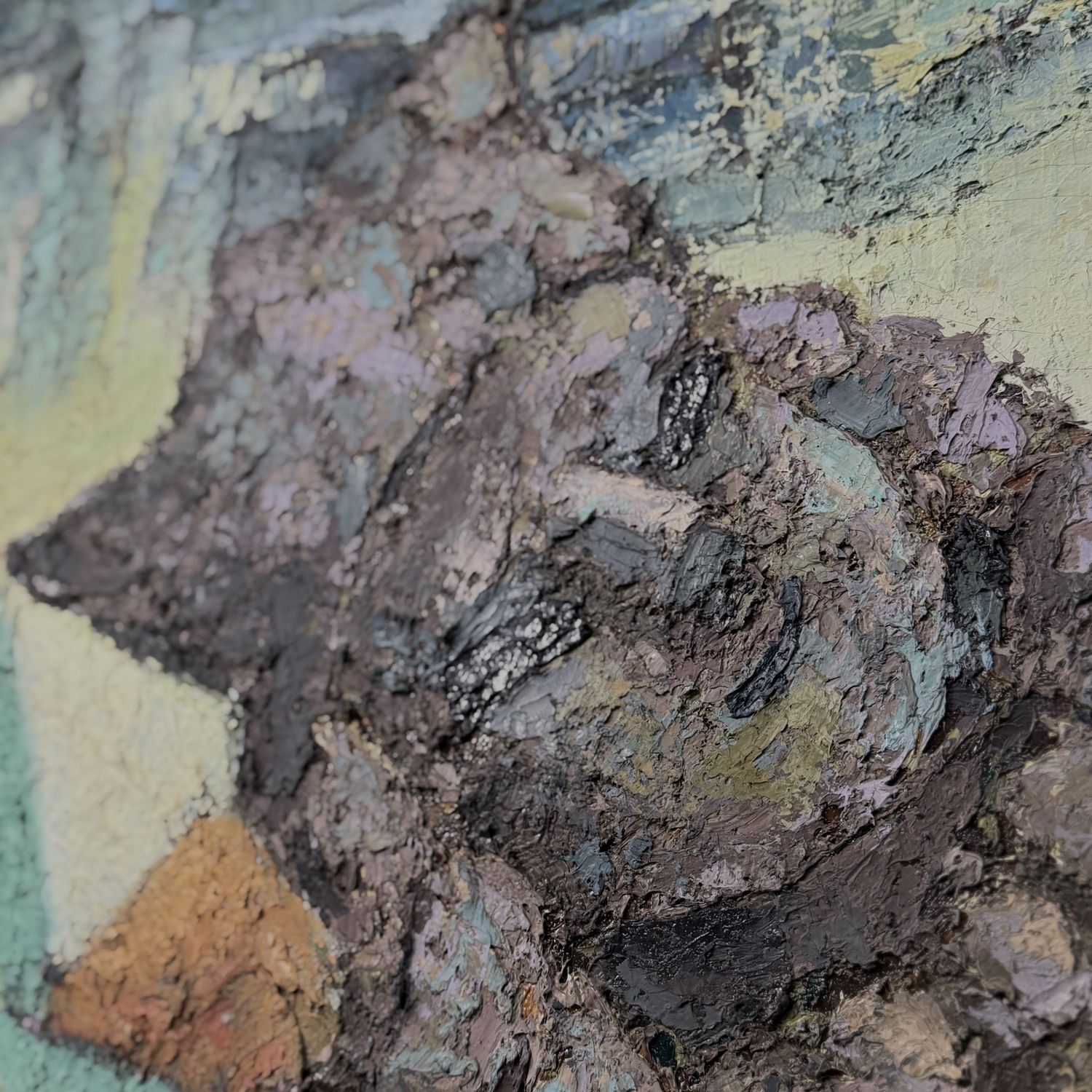 Japans Olieverfschilderij met Haniwa-figuren, Takahashi, 1980s