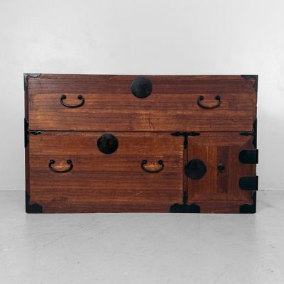 Minimalist Japanese Low Tansu, Storage Cabinet, 1890–1910