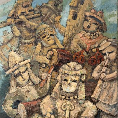 Japans Olieverfschilderij, ‘奏 / Samenspel’, Takahashi, 1985