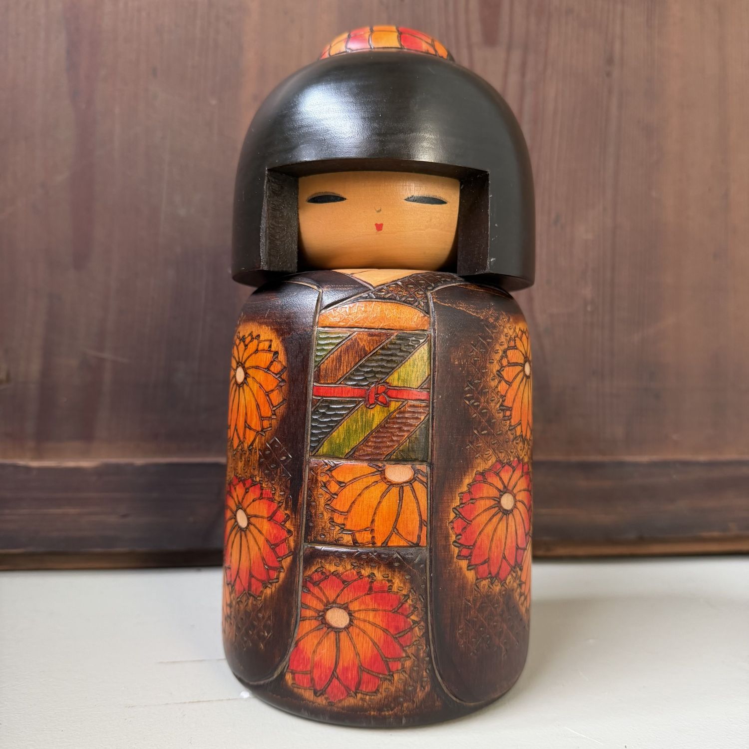 Vintage Gumma Kokeshi door Fumio Tomidokoro, 1980s Vintage Gumma Kokeshi door Fumio Tomidokoro, 1980s