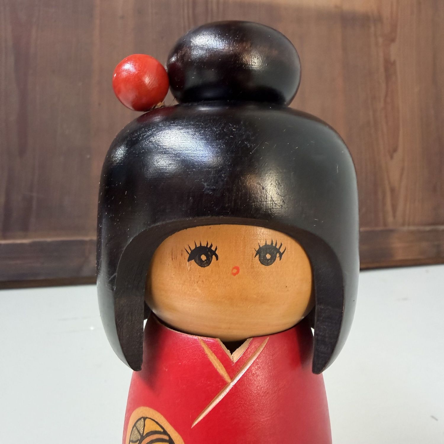 Vintage Sōsaku Kokeshi with Temari Motif, 1980s