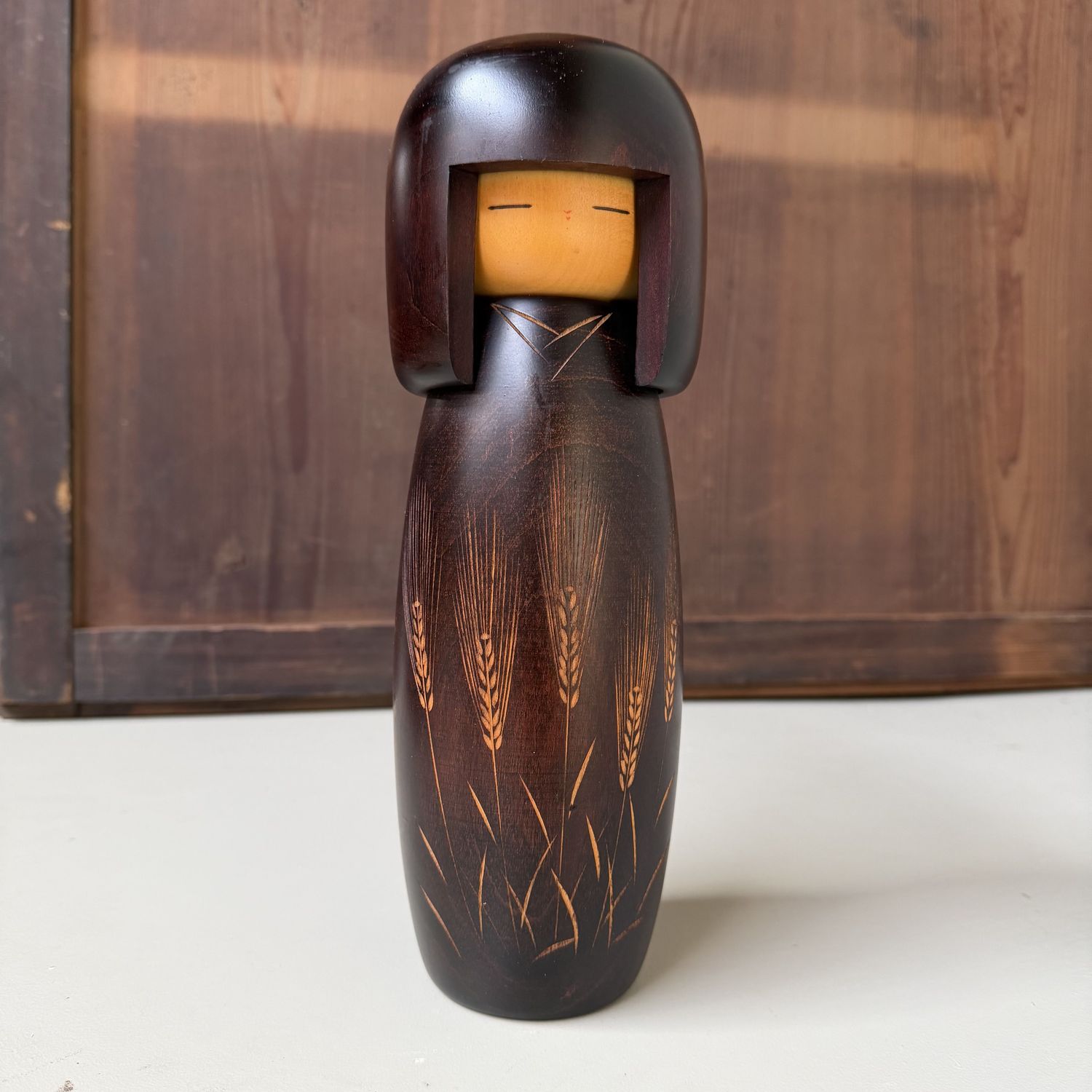 Vintage Usaburo Kokeshi “Bakushū” door Okamoto Usaburo, 1970s Vintage Usaburo Kokeshi “Bakushū” door Okamoto Usaburo, 1970s