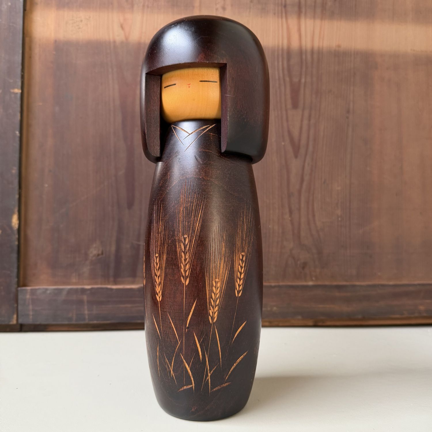 Vintage Usaburo Kokeshi “Bakushū” by Okamoto Usaburo, 1970s