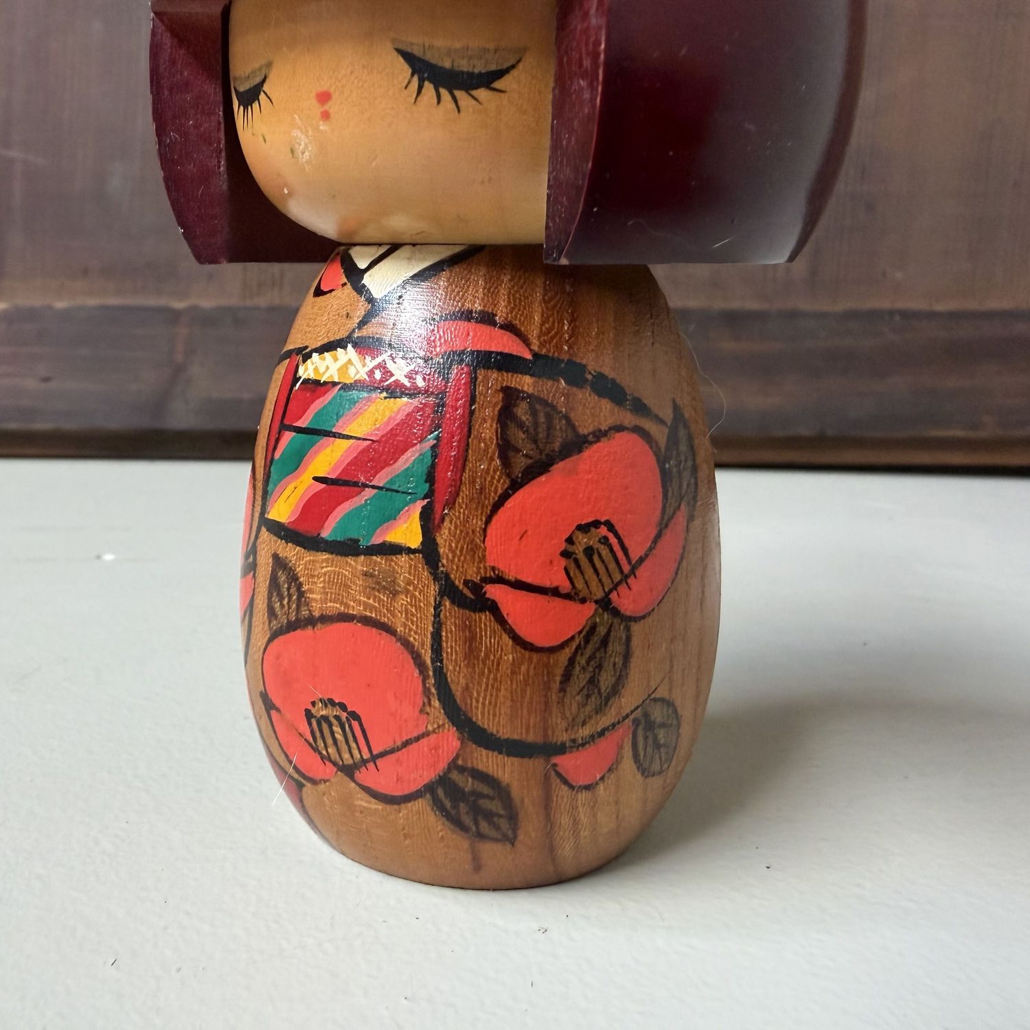 Vintage Sōsaku Kokeshi “Mebae” door Miyashita Hajime, 1980s