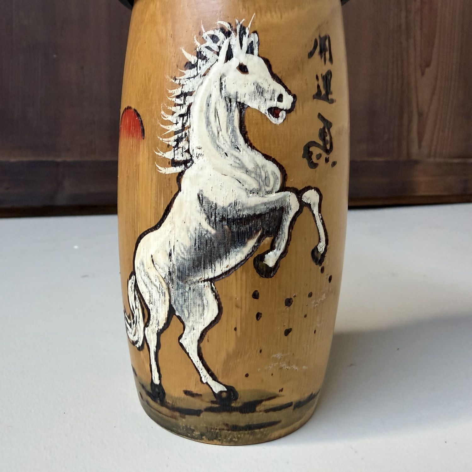 Vintage Kokeshi “Kaiun Uma” door Okamoto Usaburo, 1970s