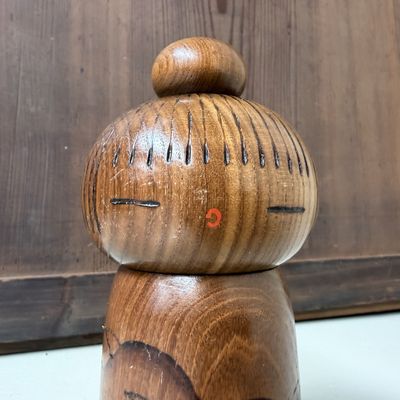 Vintage Sōsaku Kokeshi “Kantsubaki / Camellia Girl” by Kazuo Takamizawa, 1970s