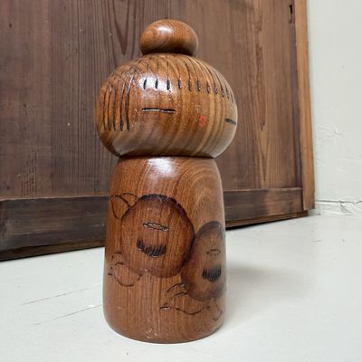 Vintage Sōsaku Kokeshi “Kantsubaki / Camellia Girl” by Kazuo Takamizawa, 1970s